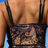 Swim Vcay Conjunto de tankini de dos piezas para mujer con estilo bohemio y estampado paisley para la playa de verano, que incluye top de doble correa