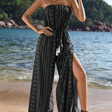VCAY Vacation Woven Strapless Jumpsuit With Elastic Waist For Women