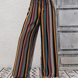 VCAY Pantalones De Pierna Recta De Mujer Con Bloques De Color Y Rayas