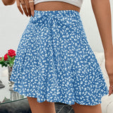 Frenchy Pantalones Cortos Con Estampado Floral Azul De Moda Para Mujer