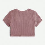 EZwear Top Cortado Ajustado De Color Solido Para Mujeres