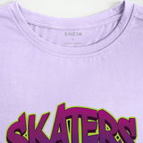 Camiseta de manga corta oversize con cuello redondo estampada con osos y letras para SKATERS