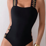 Swim Traje De Bano Monokini Con Cortes Zigzag De Un Solo Color