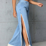 SXY Jeans De Pierna Recta Con Aberturas Laterales Y Dobladillo Crudo