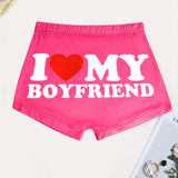 Shorts ajustados graficos con lema 'Amo a mi novio'