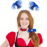 NEW 1 Pieza Diadema De Cola De Caballo Azul Con Plumas, Accesorio De Banda De Cabeza Para Fiestas, Festivales Escolares