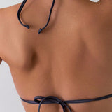 Swim Conjunto De Bikini Acolchado Con Cuello Halter Y Pliegues En Color Solido, Y Traje De Bano De Dos Piezas