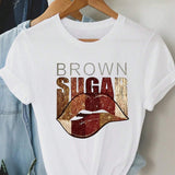 Slayr Plus Size Lips And Letter Print T-Shirt