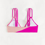 Swim Top De Bikini En Color Bloque Y Dise�f1o De Espalda Tipo Halter