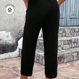 Frenchy Pantalones casuales decorados con botones, longitud 9/10 con bolsillos inclinados y tejido texturizado