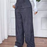 Essnce Pantalones Rectos Casuales De Color Solido Para Mujer