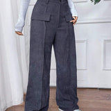 Essnce Pantalones Rectos Casuales De Color Solido Para Mujer
