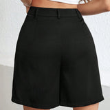 Prive Shorts negros con pliegues para mujer y unicolor