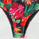 Swim Traje De Bano De Una Pieza Con Estampado Tropical Y Tirantes Estilo Cruzado Para Mujer