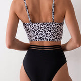 Swim Tankini de cami con estampado de leopardo para mujeres