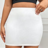 EZwear Plus Size Basic High-Elastic Anti-See-Through Hip-Covering Simple And Versatile Knitted Skirt