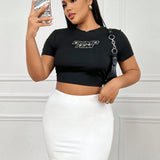 EZwear Plus Size Basic High-Elastic Anti-See-Through Hip-Covering Simple And Versatile Knitted Skirt