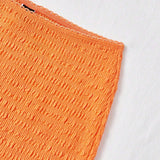 WYWH Falda casual y ajustada para el cuerpo de textura de punto naranja con cintura elastica y borde de onda para vacaciones para mujeres