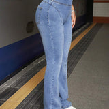 EZwear Jeans Acampanados Para Mujer Con Diseno De Doble Bolsillo