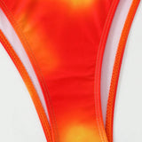 Swim Conjunto de bikini de copa triangular con cuello halter degradado para mujer