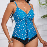 Swim Lushore Conjunto De Tankini Para Mujeres Con Estampado De Lunares, Nudo Giratorio Y Tiras, Traje De Bano De Playa Para El Verano