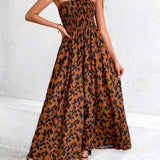 VCAY Allover Print Shirred Tube Jumpsuit