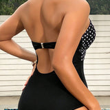 Traje De Bano Bikini Monokini De Lunares Para Mujer, Con Control De Abdomen Y Diseno De Cintura Alta, Especial Para Vacaciones