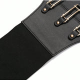NEW 1 Pieza Cinturon Ancho De Cintura De Barras De Oro Negra Para Mujer, Con Cinturon Corse Para Vestido