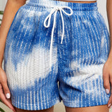 EZwear Shorts Informales De Cintura Con Cordon Suelta Y Textura Tie-dye