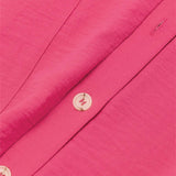 Astylish Bright Pink Plain Half Button Collared Pocket Loose Shorts Romper