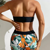 Conjunto de bikini suave y sexy con cuello halter y espalda descubierta para mujeres, ideal para natacion en la playa en verano