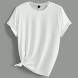 EZwear Plus Size Women's Solid Color Round Neck Short Sleeve Casual T-Shirt
