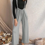 VCAY Solid Color Drawstring Overalls