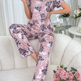 Conjunto De Pijama Holgado Con Impresion De Mariposa