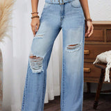 LUNE Pantalones Jeans De Pierna Recta Desgastados