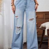 LUNE Pantalones Jeans De Pierna Recta Desgastados