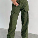 EZwear Pantalones cargo rectos casuales y de moda para mujer