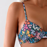 Swim Conjunto De Bikini Con Estampado De Flores Y Aros