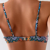 Swim Conjunto De Bikini Con Estampado De Flores Y Aros