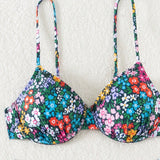 Swim Conjunto De Bikini Con Estampado De Flores Y Aros