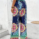 VCAY Pantalones Largos De Estilo Bohemio Para Mujer Con Estampado Colorido