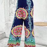 VCAY Pantalones Largos De Estilo Bohemio Para Mujer Con Estampado Colorido