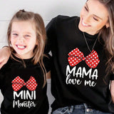 Camiseta de manga corta de cuello redondo para mujer, ultra suelta con estampado de carta del Dia de la Madre y lazo en el frente. Verano, amor de mama