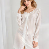 Leisure Blusa De Dormir Reversible Para Mujeres Con Malla Transparente