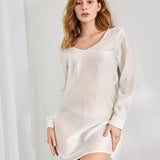 Leisure Blusa De Dormir Reversible Para Mujeres Con Malla Transparente