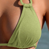 Swim Chicsea Top De Bikini Con Anillo Redondo Conectado, Ropa De Playa De Verano