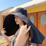 1 Pieza Gran Sombrero De Playa Para Mujer Con Cobertor De Chal Y Proteccion Solar Completa