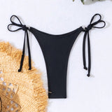 Swim Fondo de bikini de tanga de unicolor para vacaciones de verano en la playa