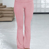 EZwear Pantalones Casuales Ligeramente Acampanados De Color Solido Para Mujer