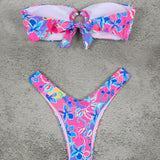 Conjunto de bikini con estampado de estilo europeo y americano de cintura baja